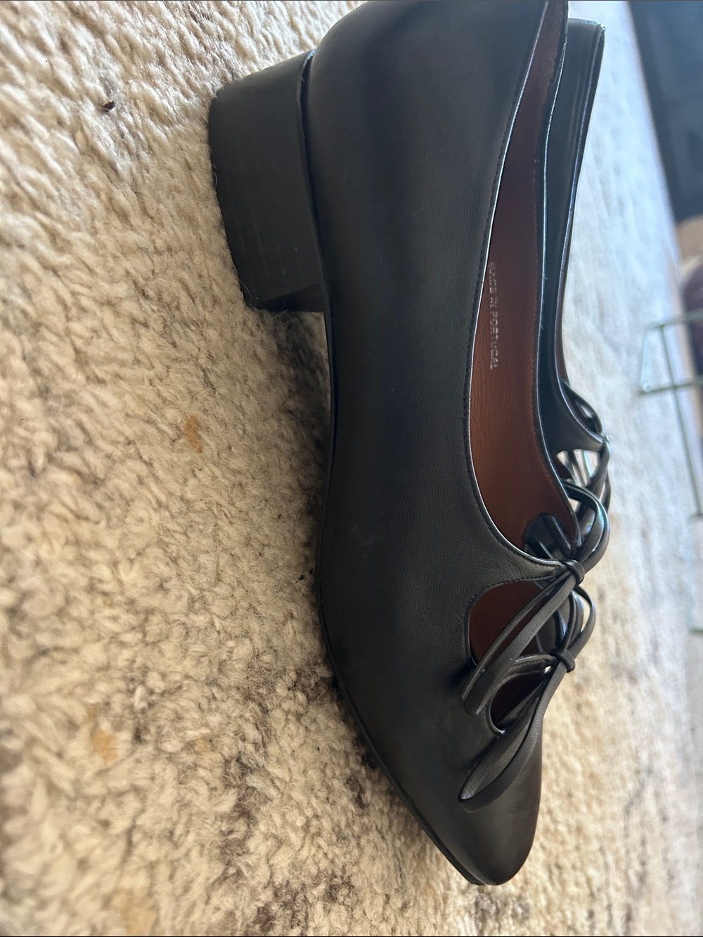 Nicole Saldana Black Leather Lace-Up Low Block Heel Pumps - Picture 2 of 5